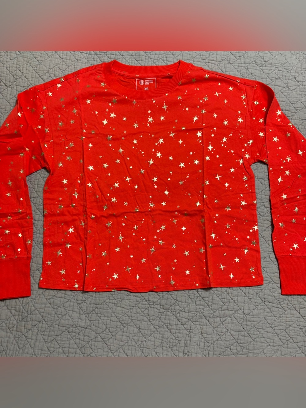 Candace Cameron Bure Long-Sleeve Top with Foil Star Print XS / X-Small A462113